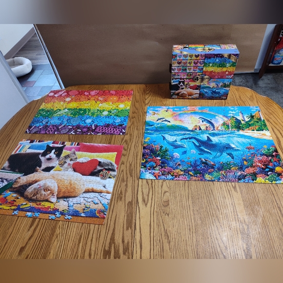 1000-piece puzzle +3 others Puzzles in 1 Set - Picture 2 of 13